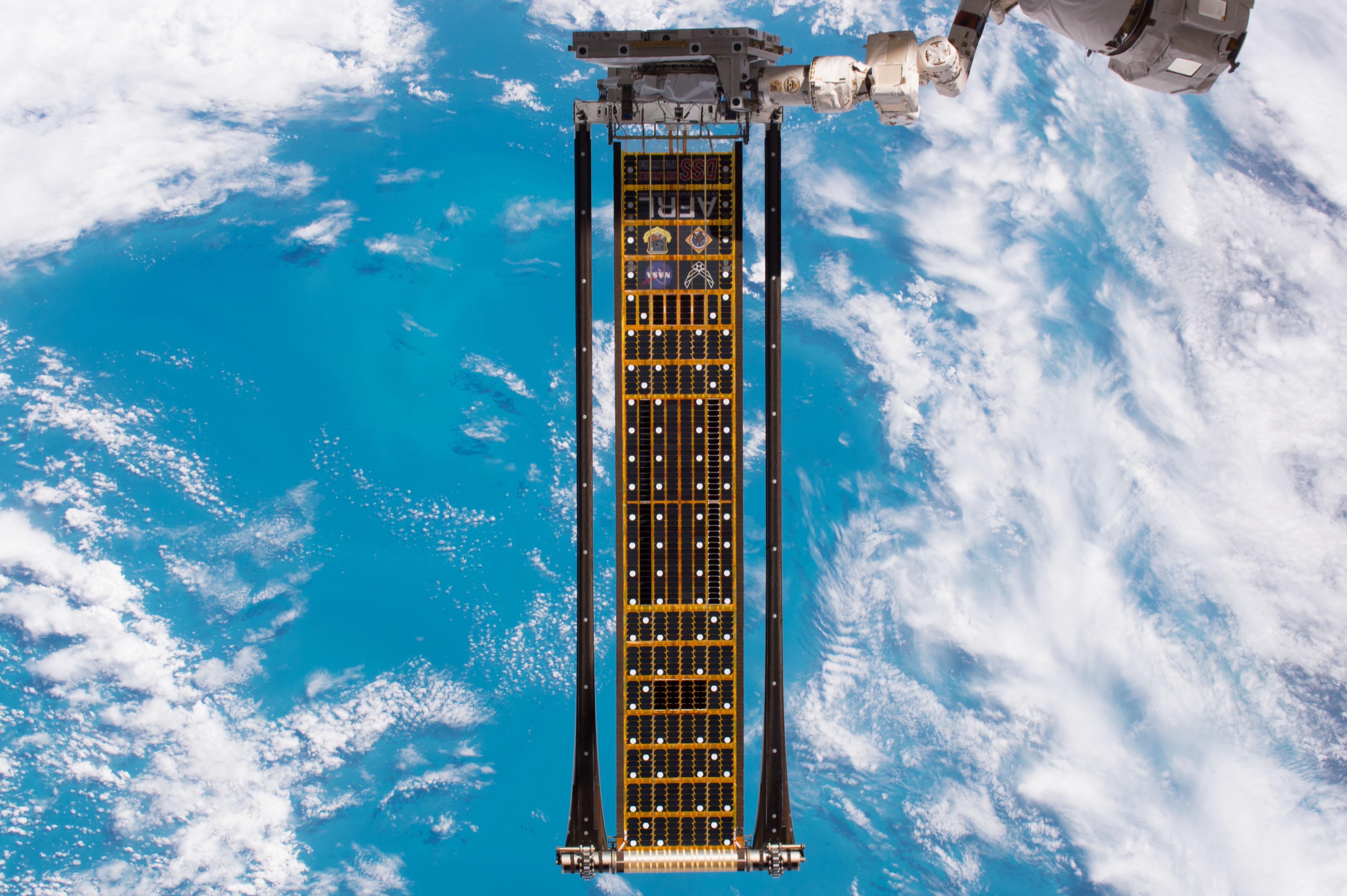 Test unfurlable solar arrays used to demonstrate the technology in 2017, Credits: NASA