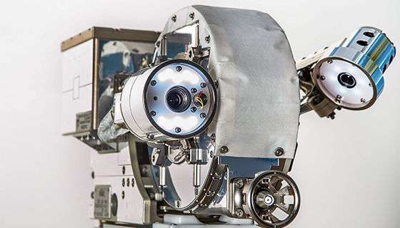 A robot with two circular cameras that look like eyes