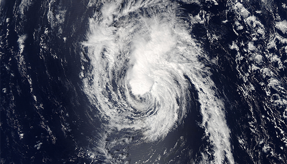 A swirling hurricane, seen from space