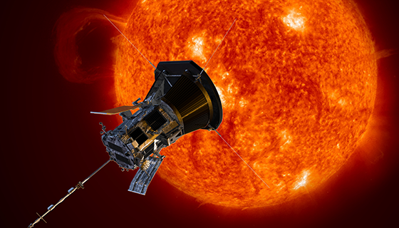 Illustration of the Parker Solar Probe approaching the Sun