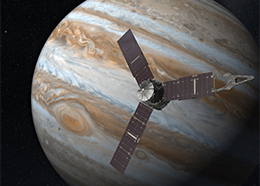Artist's concept of the Juno spacecraft orbiting Jupiter