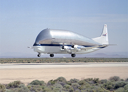 The Super Guppy aircraft shortly after take-off