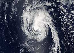 A swirling hurricane, seen from space