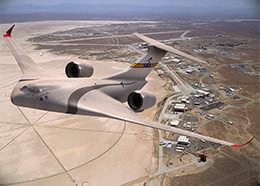 An artist's concept of a futuristic aircraft in flight