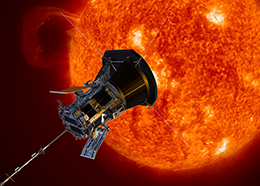 Illustration of the Parker Solar Probe approaching the Sun