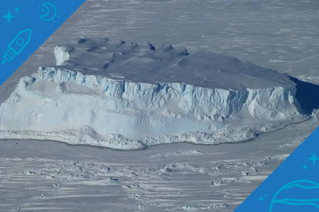 An iceberg trapped in sea ice