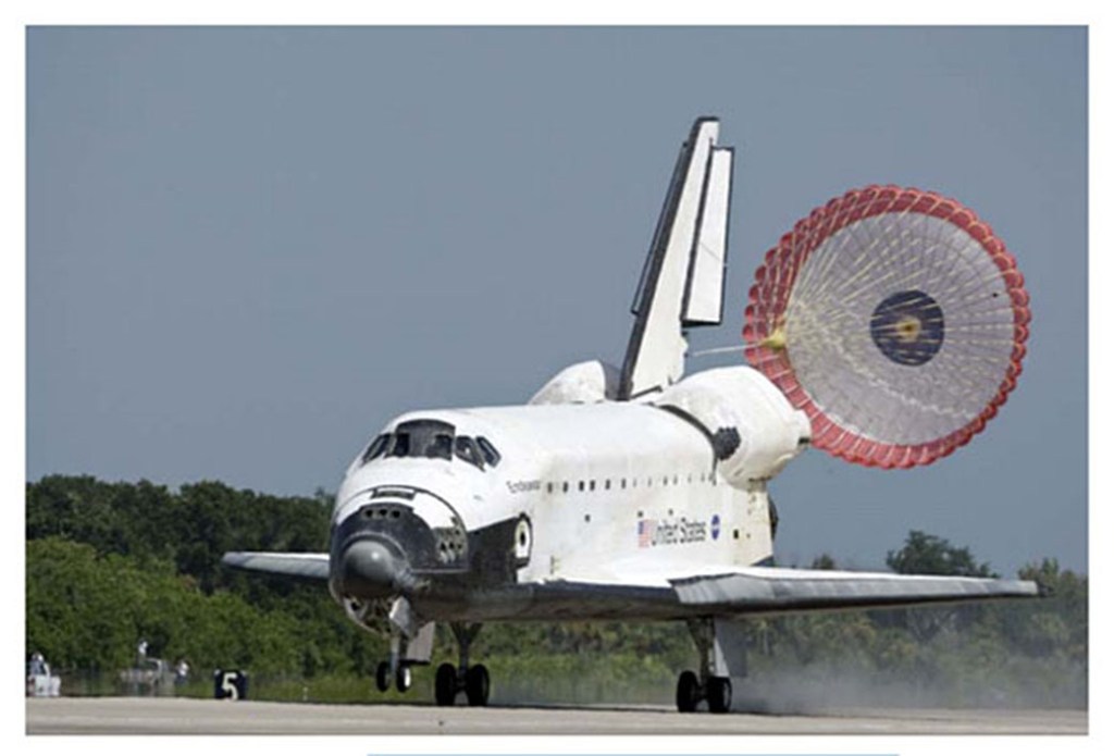 The space shuttle during landing