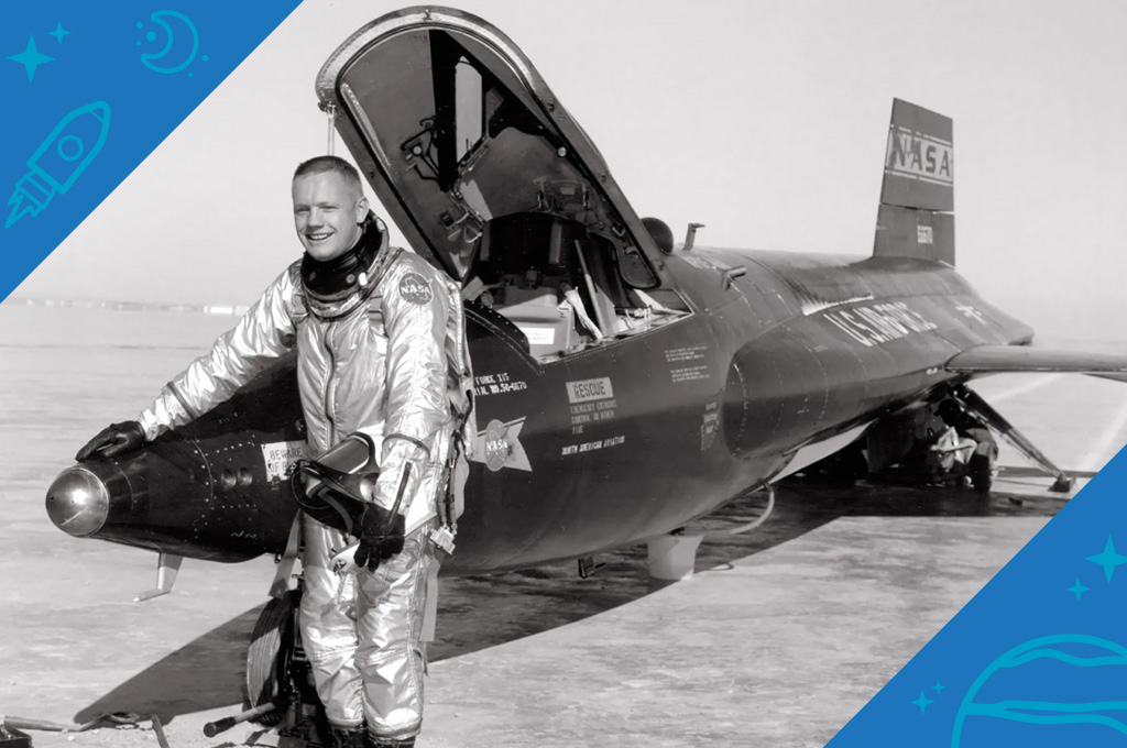 Neil Armstrong as a test pilot at Dryden with an X-15 aircraft in 1960.