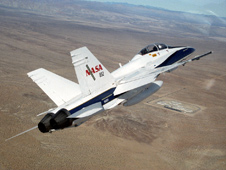 Dryden's F/A-18 in flight.