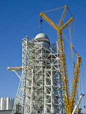 A-3 Test Stand 'Tops Out' with Test Cell Dome Installation
