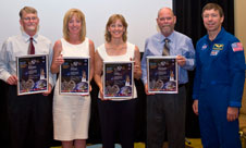 Richard Dykstra, Judy Grizzard, Lori Losey and Richard Batchelor (from left) are four of the seven NASA Dryden employees who were honored recently with Space Flight Awareness awards presented by NASA astronaut Mike Barratt,