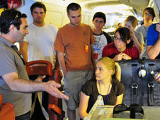 SARP participants learn about the MODIS/ASTER airborne simulator, or MASTER, instrument they will use to collect remote sensing data during the DC-8 flights.