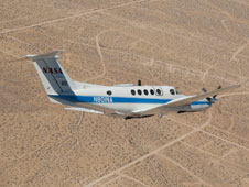 NASA's Beechcraft B200 Super King Air N801NA carries the Autonomous Modular Sensor, a high-tech thermal-infrared scanning instrument that can see through smoke and haze to aid fire fighters in battling wildfires.