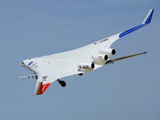 The planform of the original X-48B configuration (above) and the modified X-48C version (at top of page) is evident in these views of the NASA-Boeing Hybrid / Blended Wing Body sub-scale technology demonstrator.