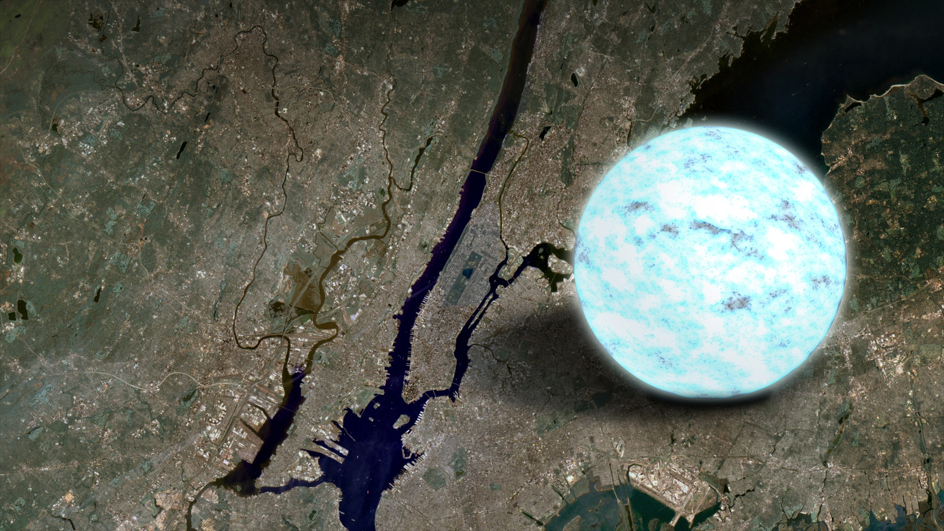Neutron star compared to Manhattan