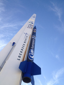 UP Aerospace SpaceLoft 7 rocket mounted on launcher the day before launch