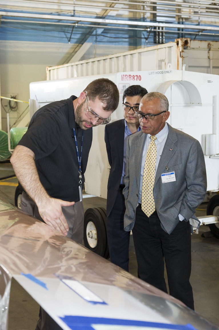 Jeff Iman showing coatings developed by NASA.