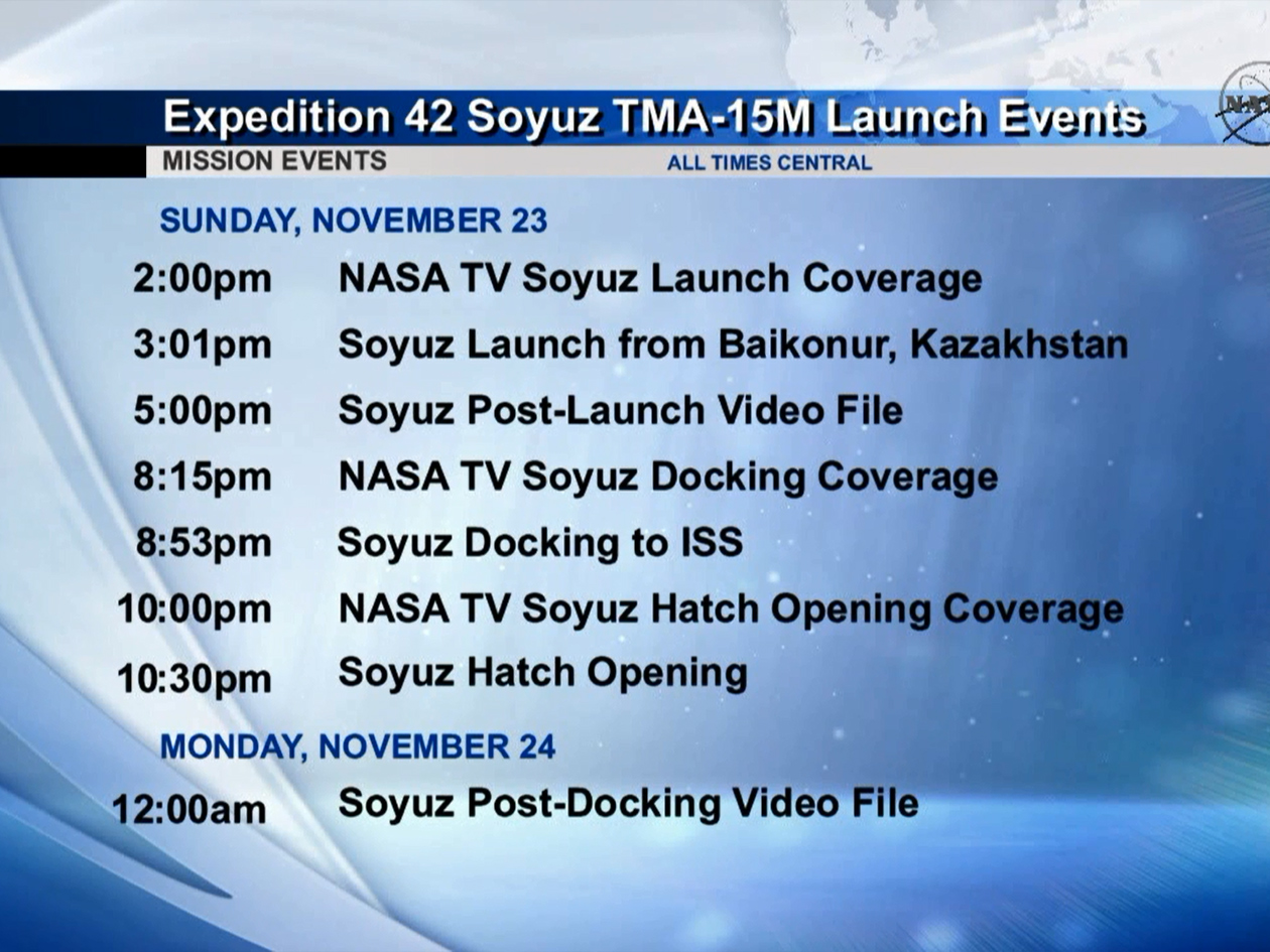 Soyuz TMA-15M Launch Schedule