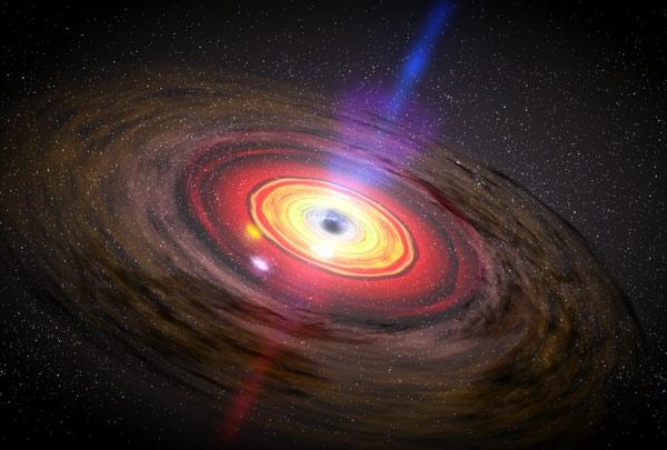Artist concept of matter swirling around a black hole.