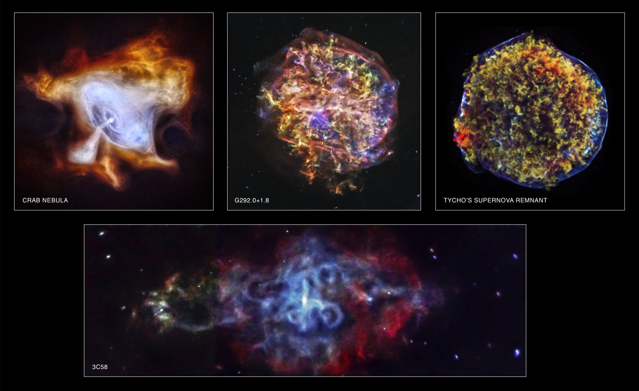 Four processed images of supernova remnants
