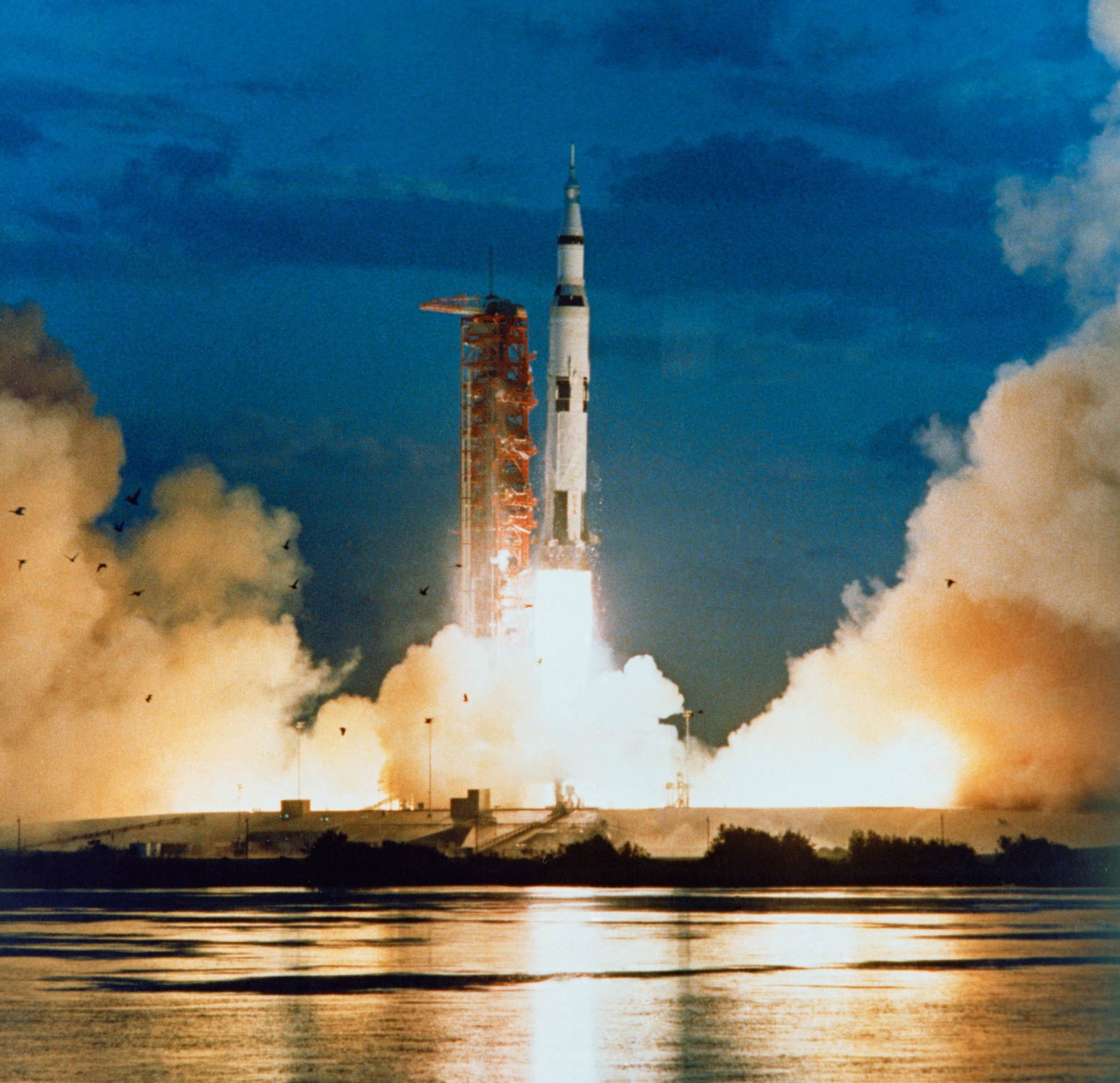The Apollo 4 launch lifting off from Kennedy Space Center in Florida.