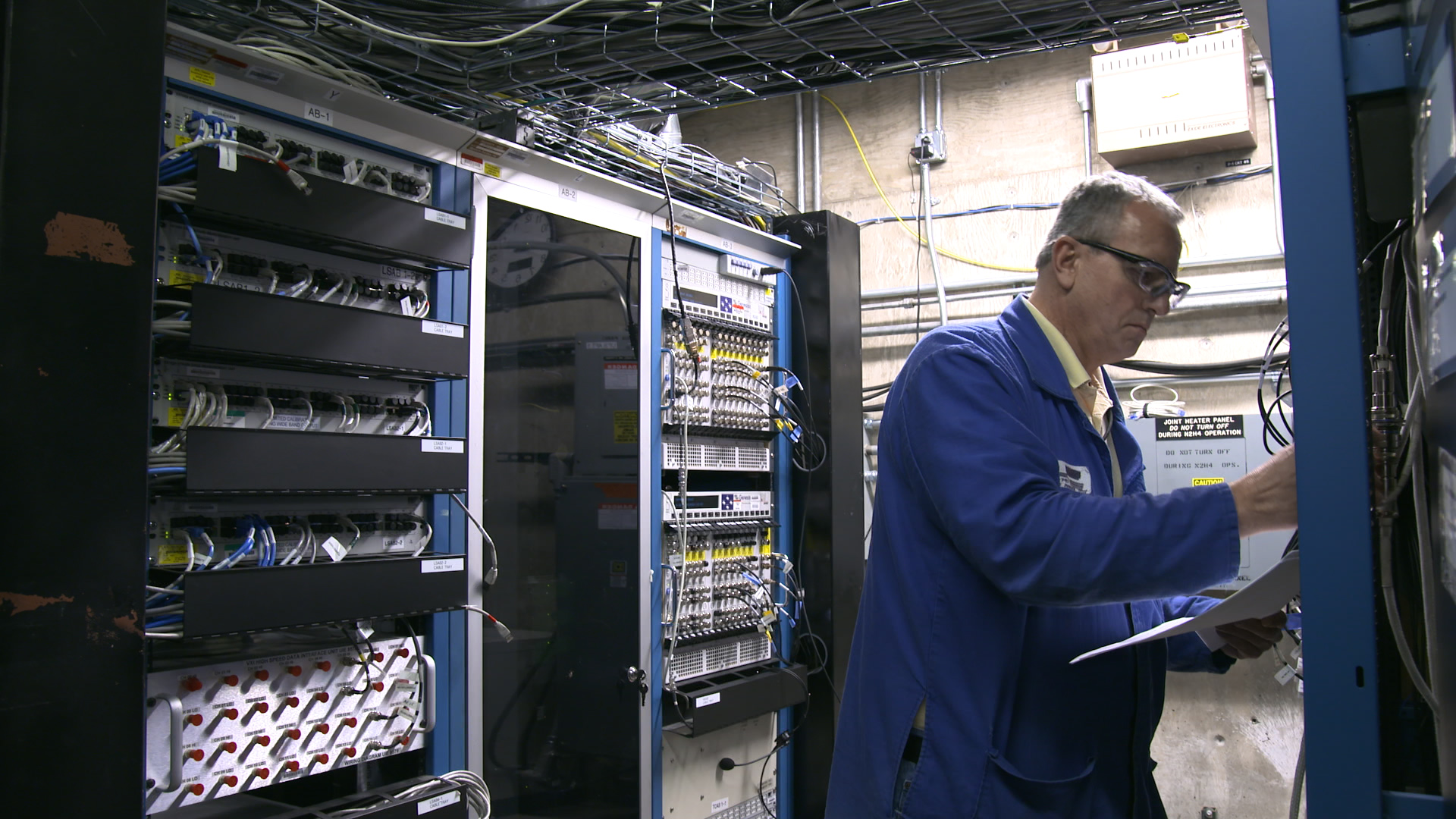 An Orbital ATK technician checks the avionics control panels at Orbital ATK’s Avionics Lab in Clearfield, Utah. 