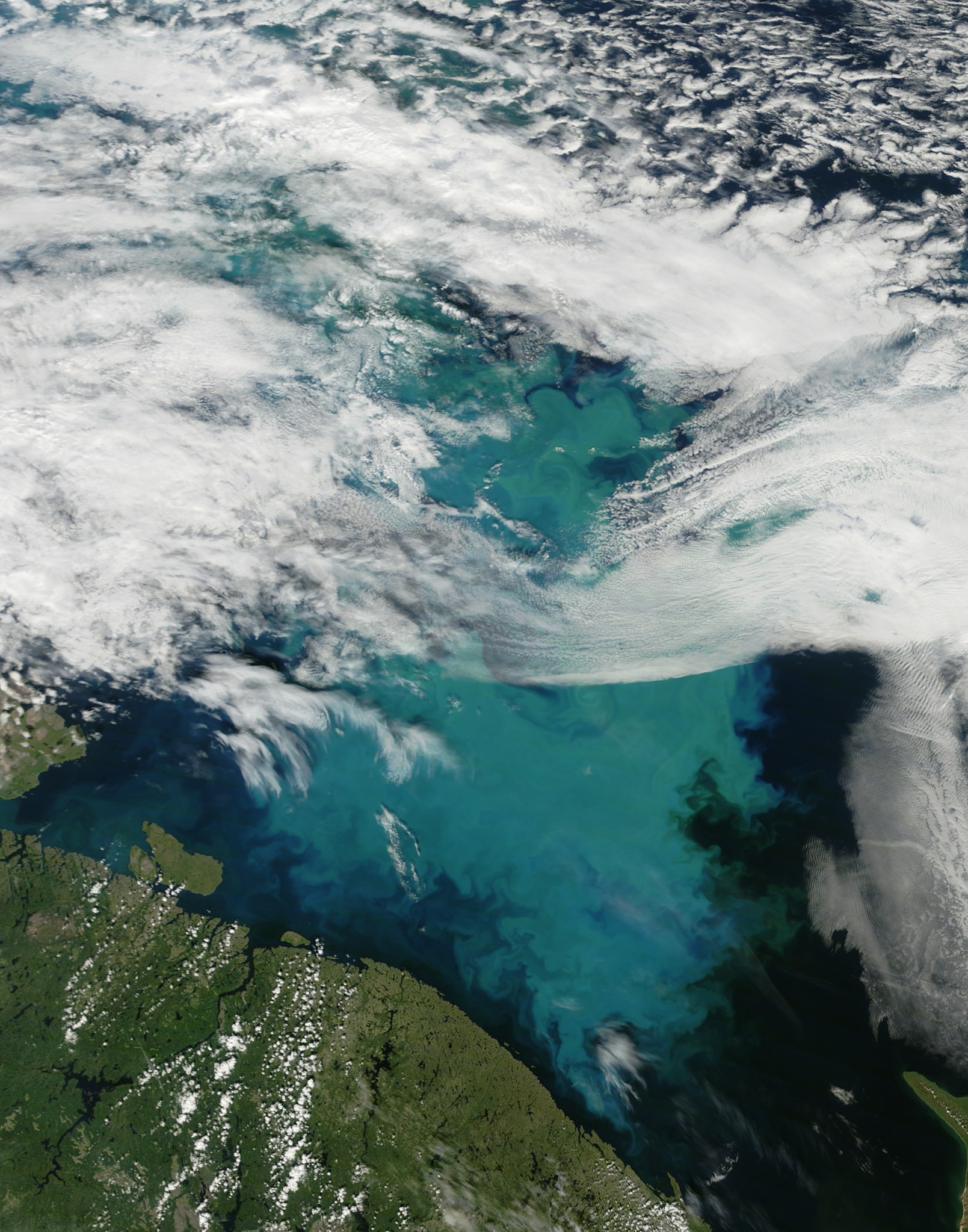 Aqua satellite image of Barents Sea, north of the Scandinavian Peninsula