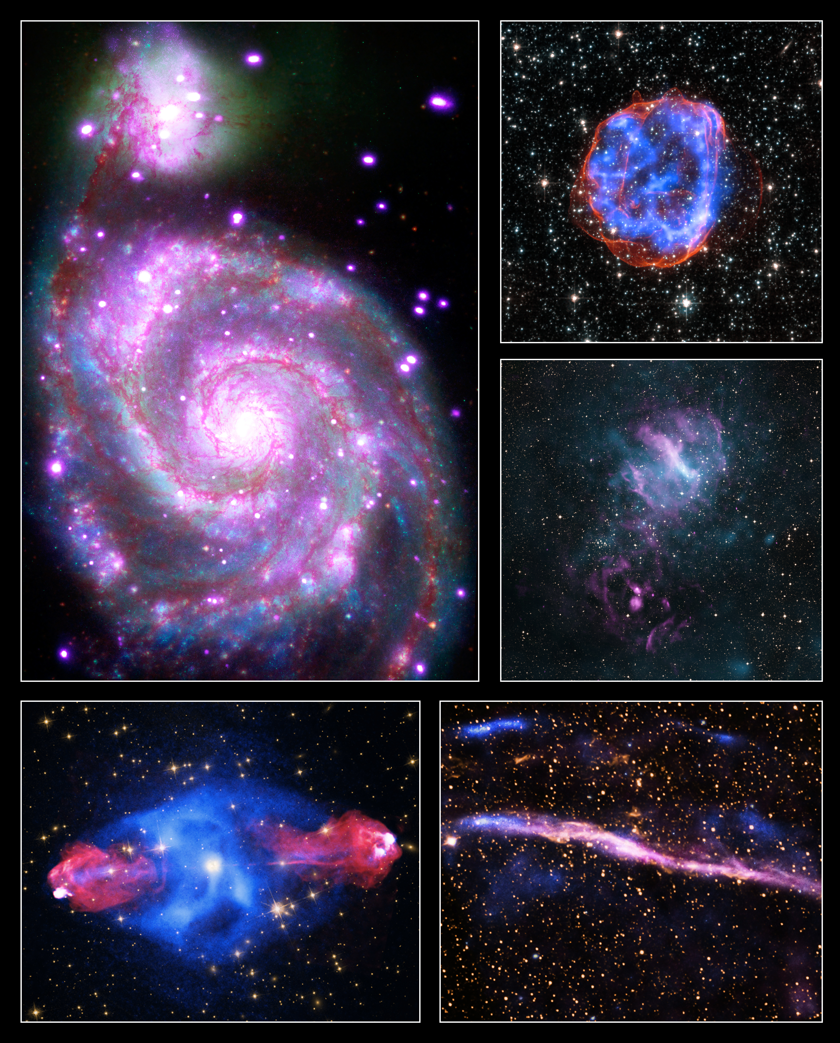 Una nueva colección de impresionantes imágenes destaca datos del Observatorio de rayos X Chandra de la NASA y otros telescopios. Créditos: NASA/CXC/UMass/Q.D. Wang; Procesamiento de imágenes: NASA/CXC/SAO/N. Wolk