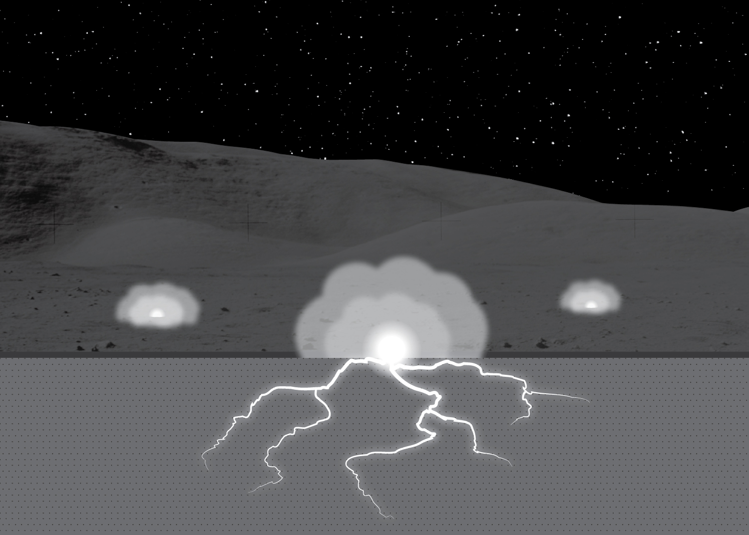 Diagram illustrating sparking in lunar regolith
