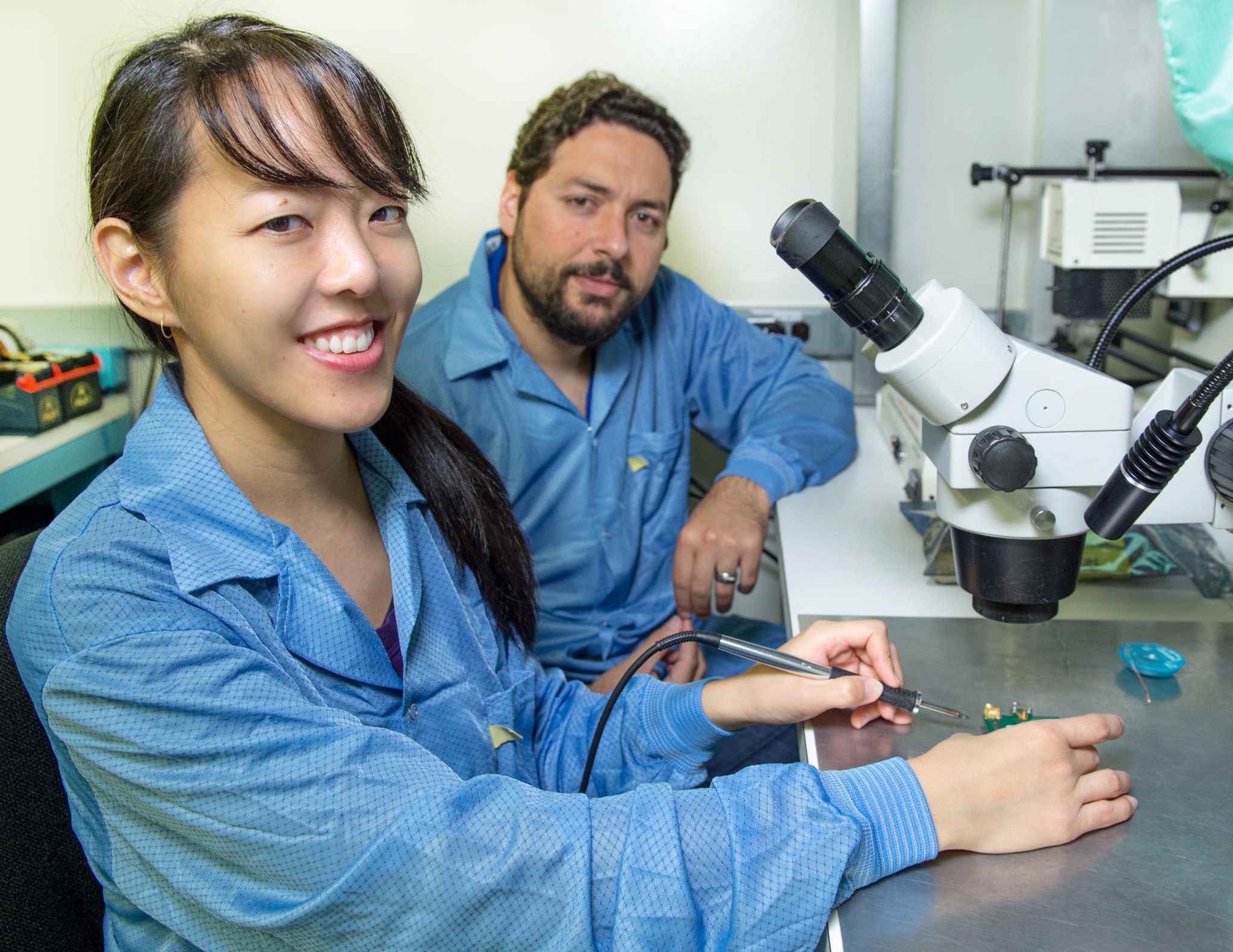 Mae and Victor with the test board