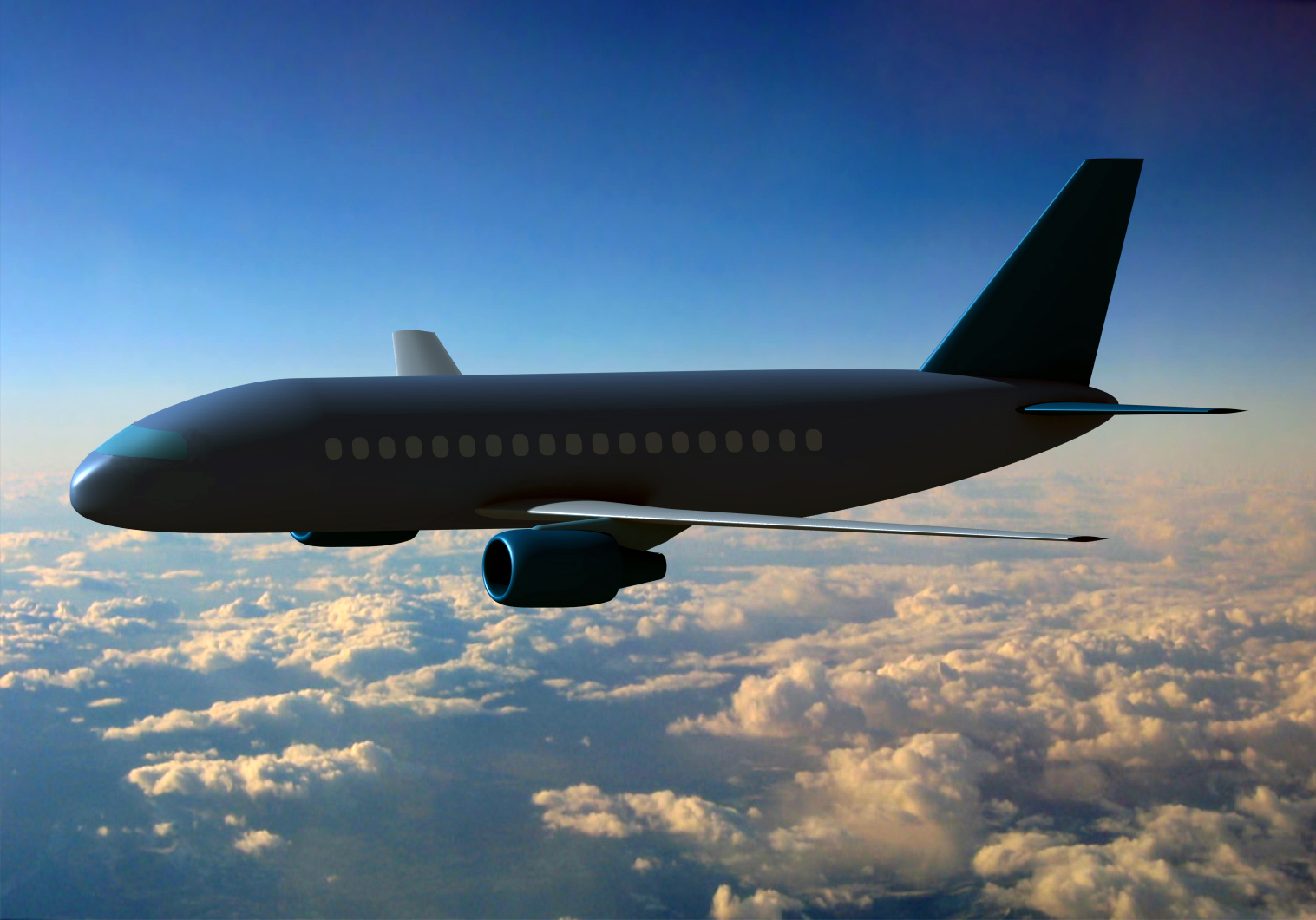 Artist concept of an airplane flying above the clouds.