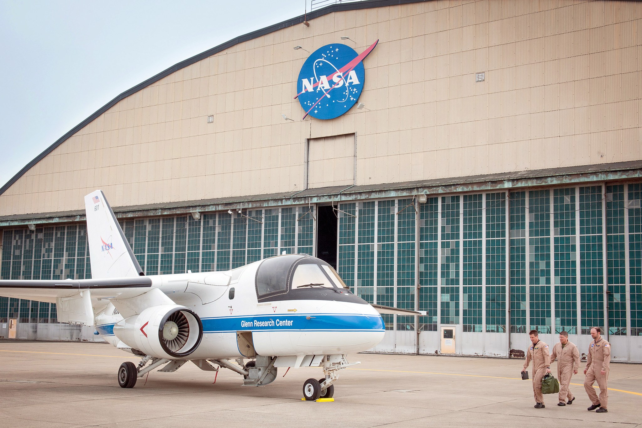 NASA's S-3 Viking research aircraft outside the NASA hangar.