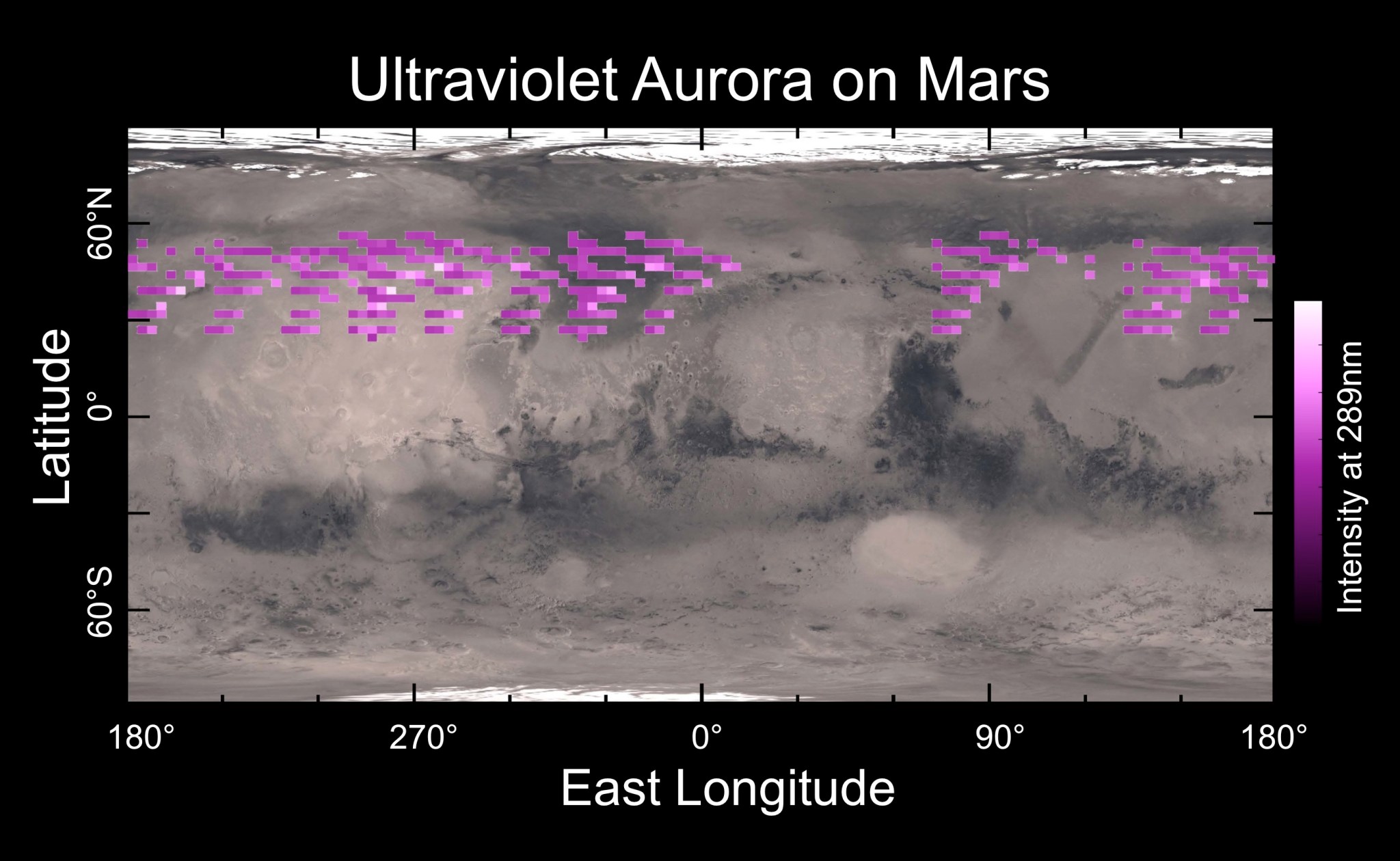 Map of MAVEN aurora on Mars