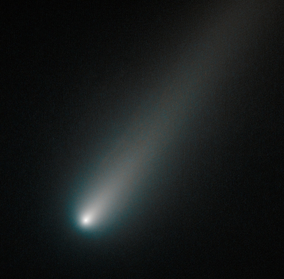 Comet ISON (Comet C/2012 S1) was still in one piece in this Hubble Space Telescope image taken on Oct. 9, 2013.