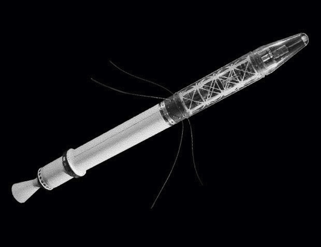 Explorer 1 satellite against black background