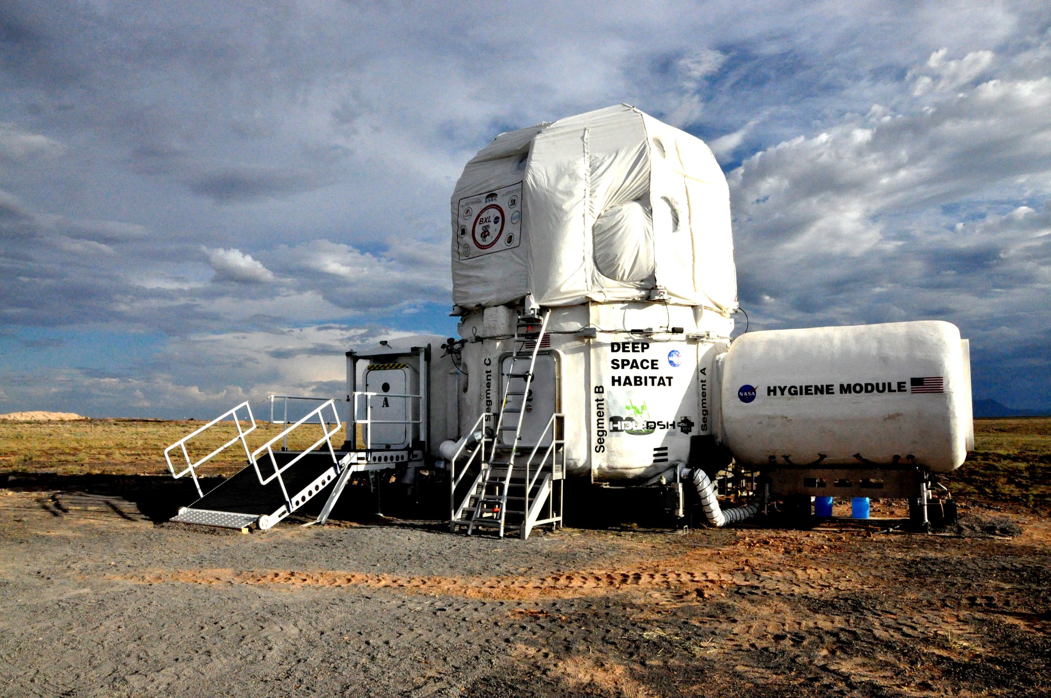 The 2011 version of the Deep Space Habitat is seen at the Desert Research and Technology Studies (Desert RATS) field test site in Black Point Lava Flow, Ariz. 