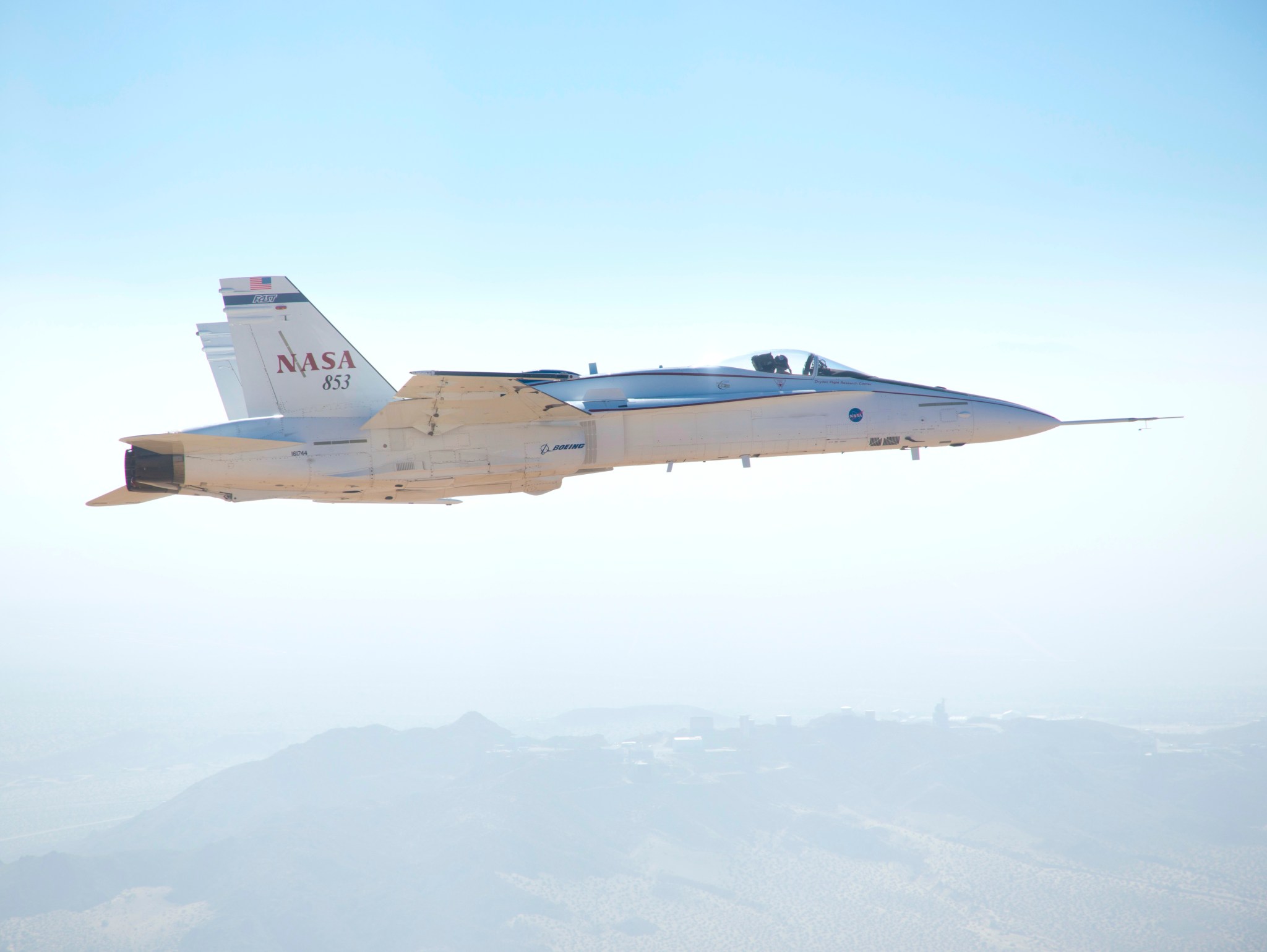 F/A-18 aircraft in flight.