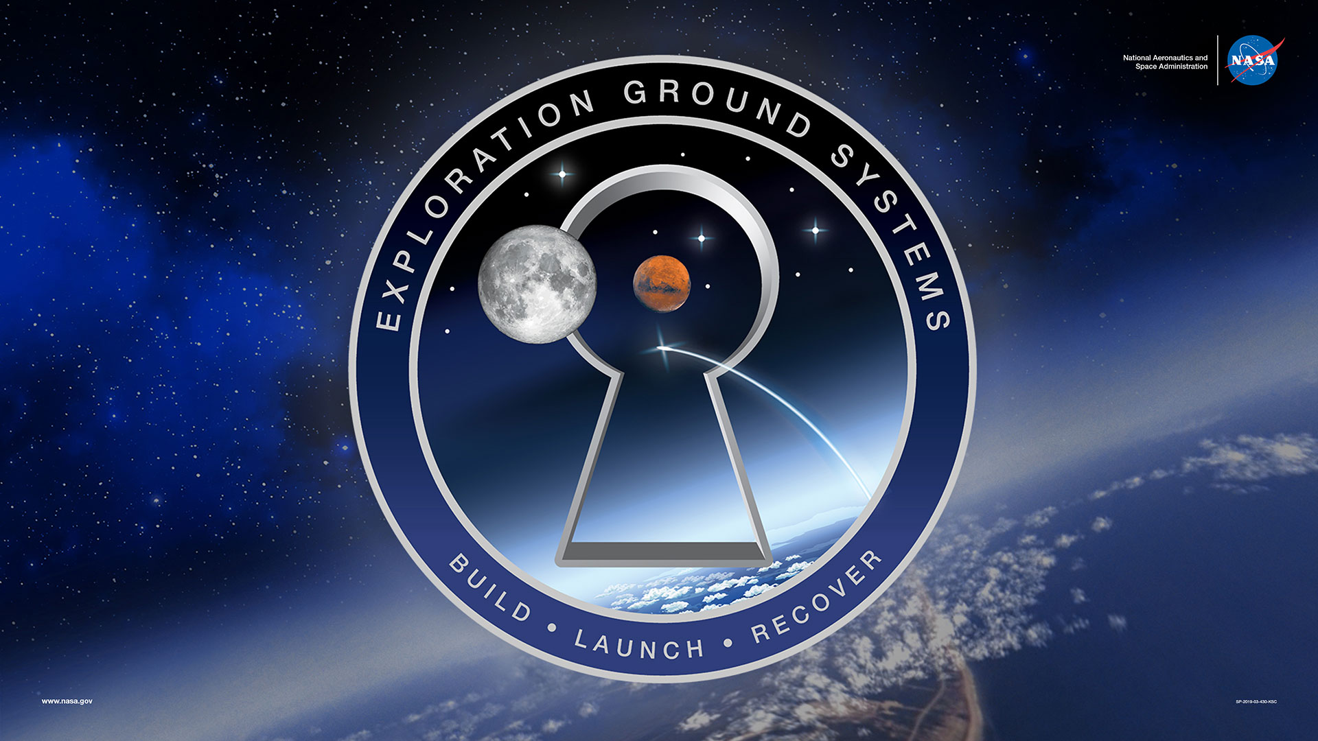 A graphic of NASA's Exploration Ground System's logo.