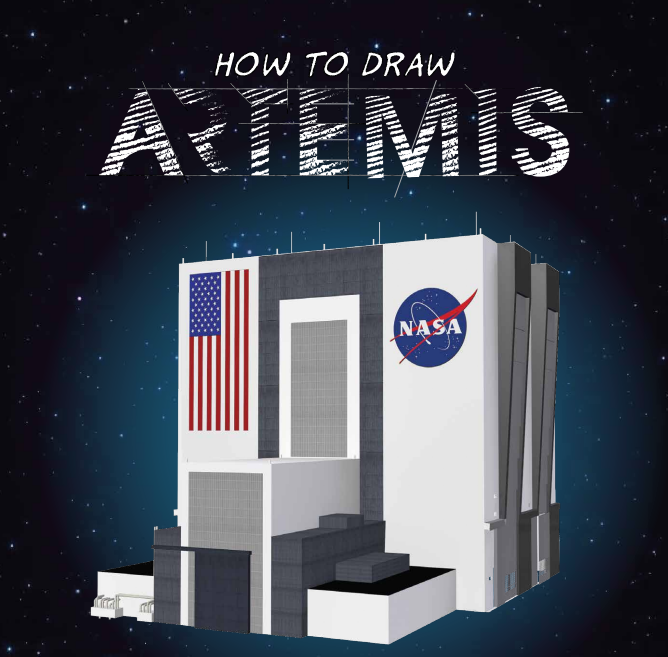 An illustration of the Vehicle Assembly Building at Kennedy Space Center in Florida.
