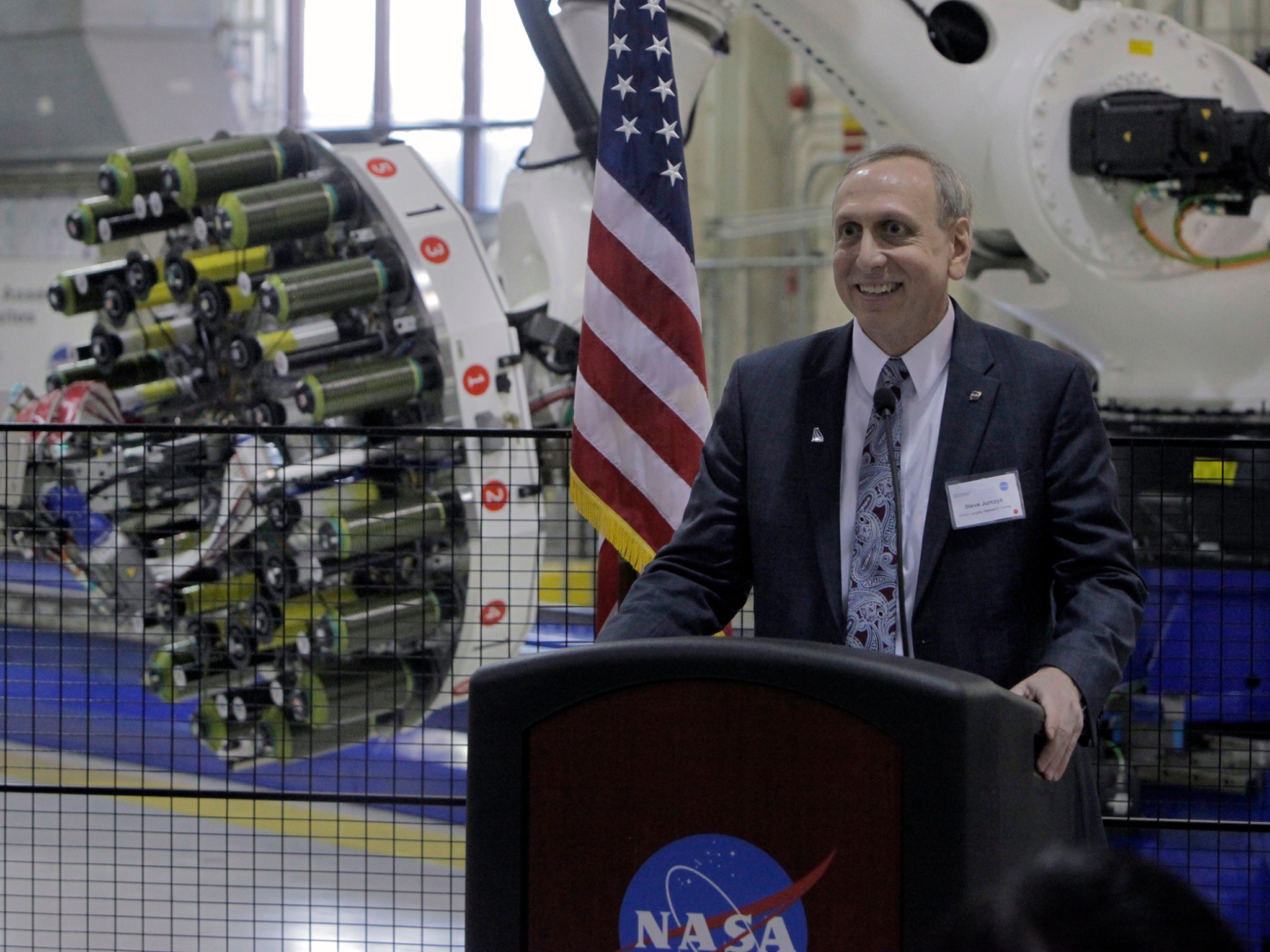 NASA Langley Director Steve Jurczyk speaks at ISAAC commissioning ceremony