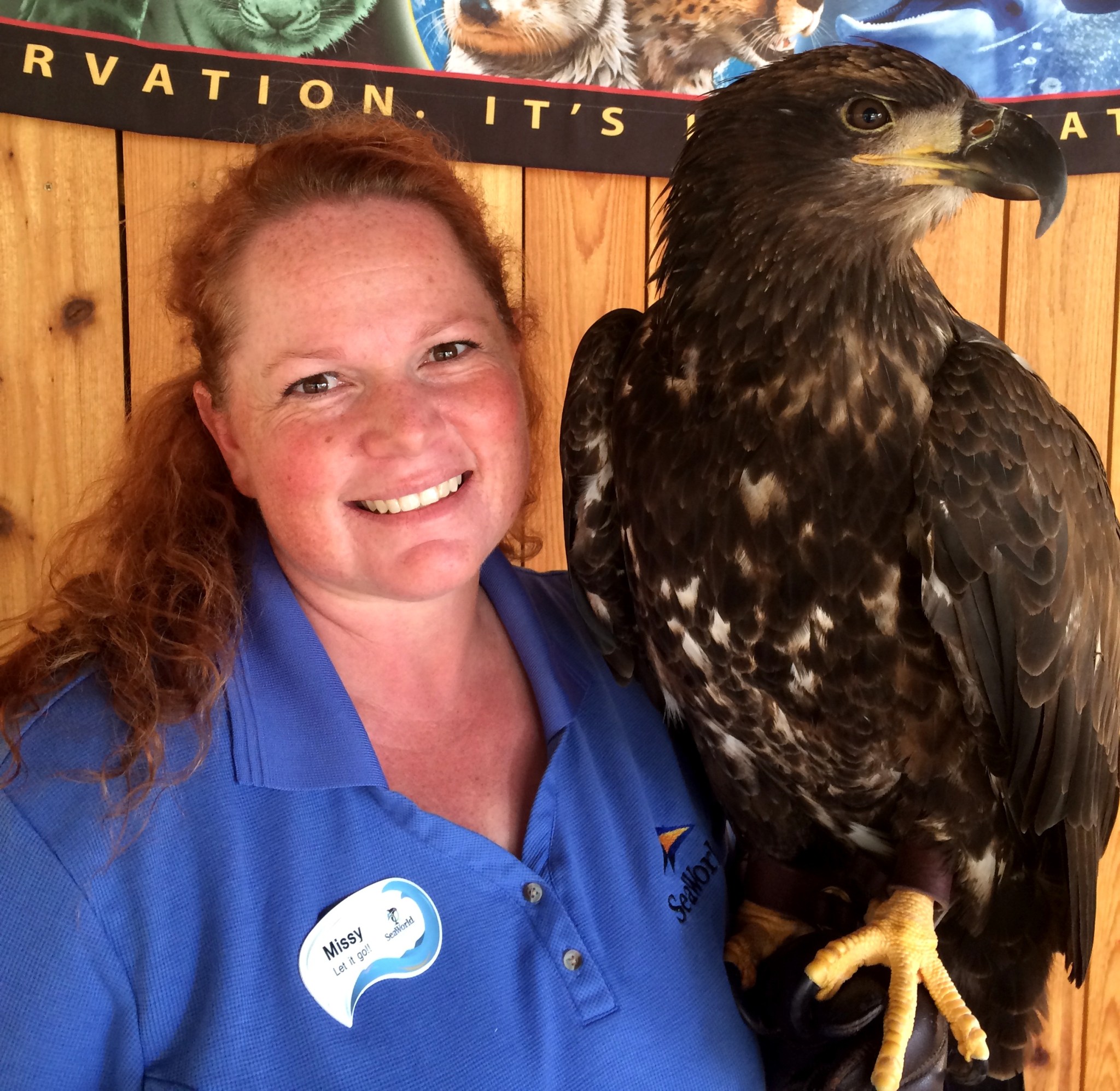 Missy Lamar of SeaWorld San Antonio holds “Star.” 