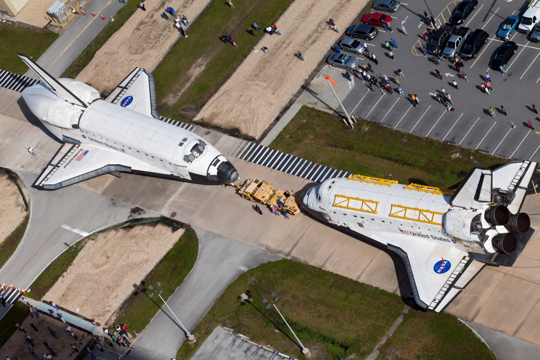 Space shuttles Endeavour, left, and Atlantis