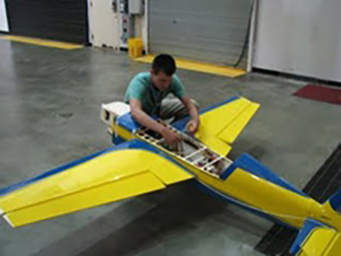 NASA intern performing a thrust test.