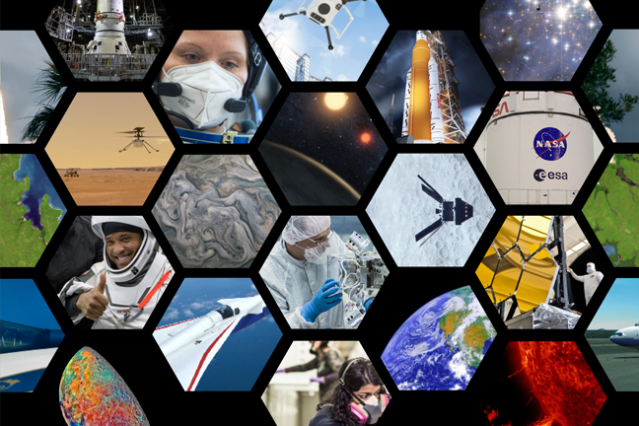Various images of people and NASA technologies.