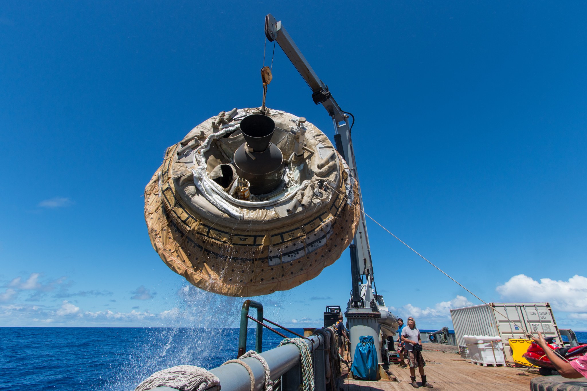 Hours after the June 28, 2014, test of NASA's Low-Density Supersonic Decelerator over the U.S. Navy's Pacific Missile Range.