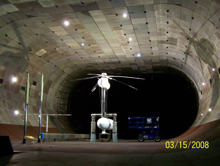SMART rotor hub inside a wind tunnel.