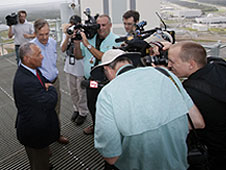 Charles Bolden at the mobile launcher