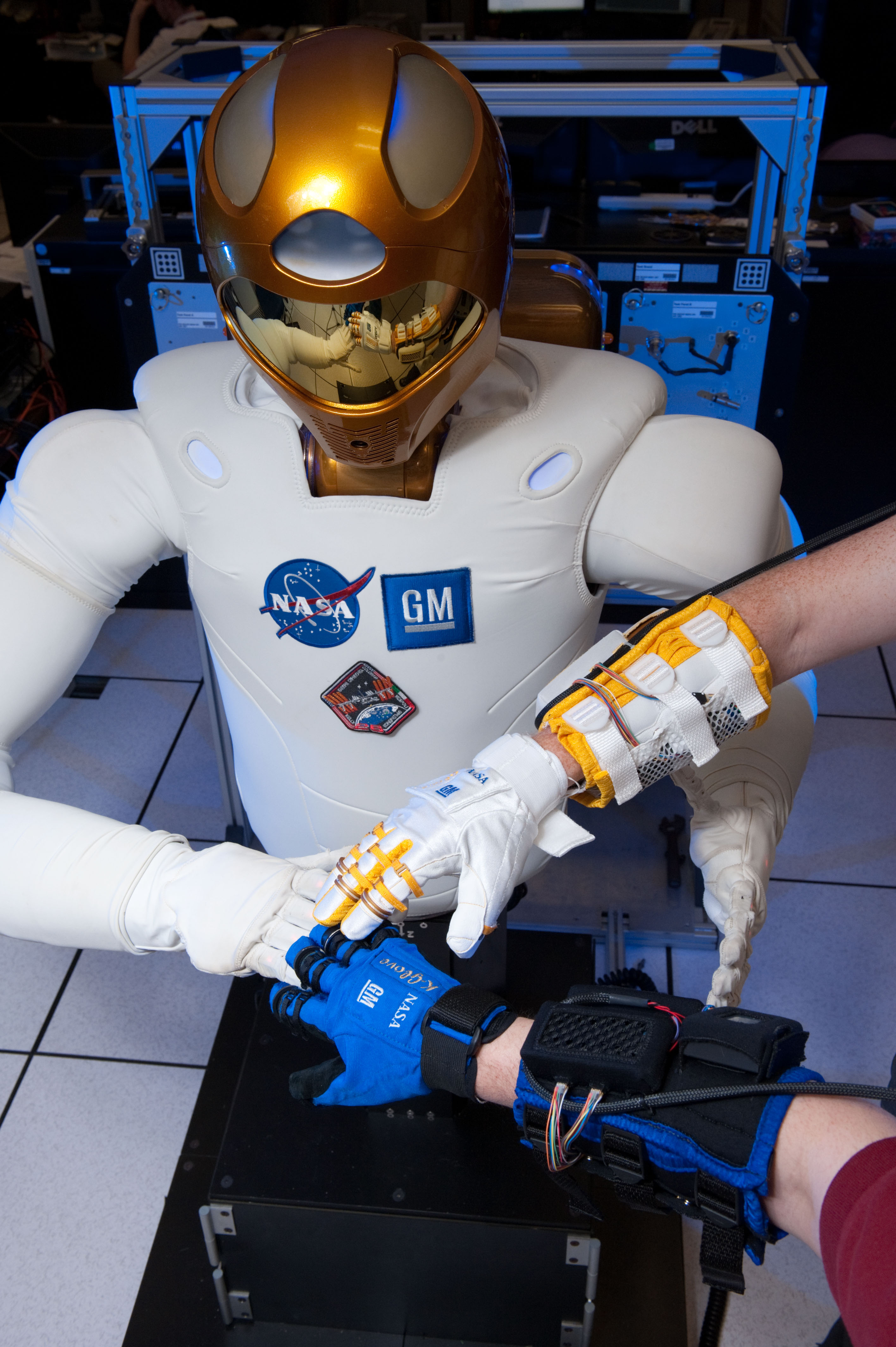 The new Human Grasp Assist device, or Robo-Glove, was built through the continuing partnership between NASA and General Motors. It uses Robonaut 2 technology to increase the strength of a human’s grasp.