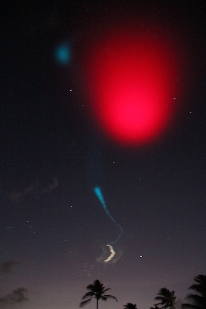 A chemical trail like the one here u2013 this one deployed from a sounding rocket at night as opposed to in the daytime u2013 will help researchers track wind movement to determine how it affects the movement of charged particles in the atmosphere.