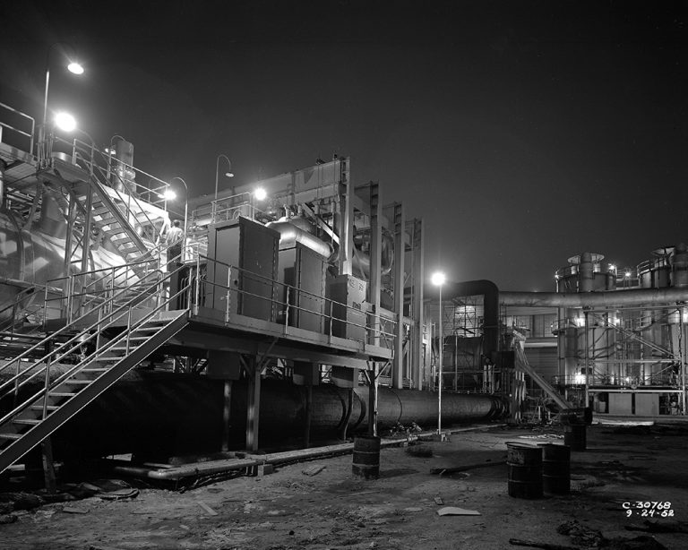 The Propulsion Systems Laboratory exterior at night (9/24/1952).